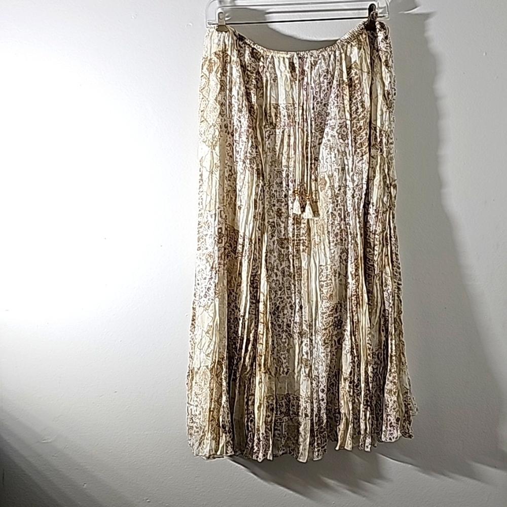 Ruby Road maxi sheer skirt. Size 14 Elastic waist with tie. White/gray. Flowie.